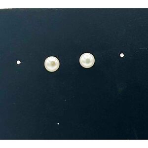 White Pearl Round Stud Earrings Minimalist Womens Jewelry